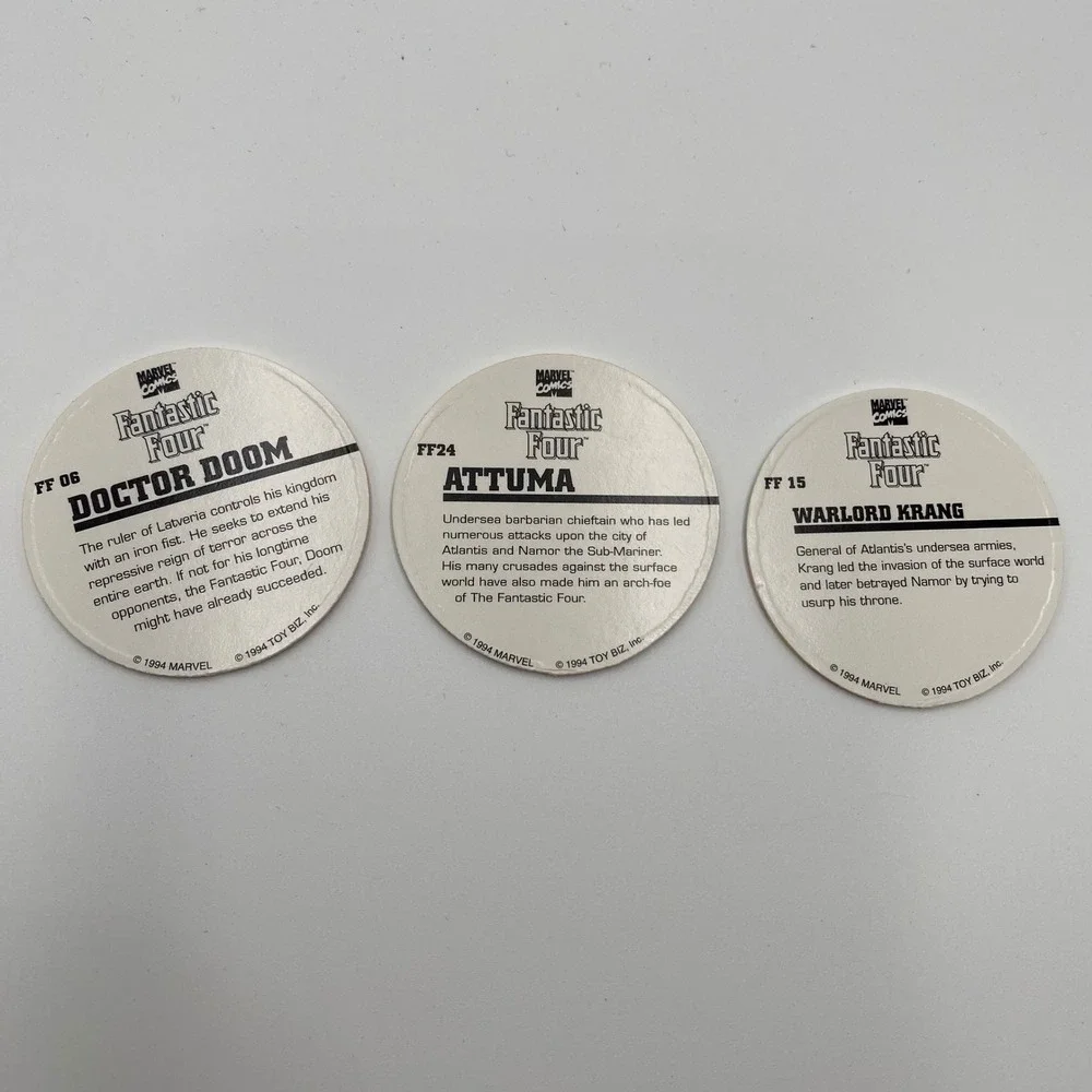 Marvel Fantastic Four Pogs Lot of 3 1994 Doctor Doom Attuma‎ Warlord Krang